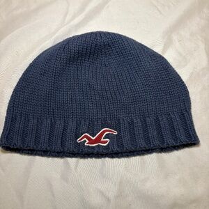 Vintage Y2K Hollister Blue Beanie Red Bird Logo Snow Ski Hat Retro Classic 90s